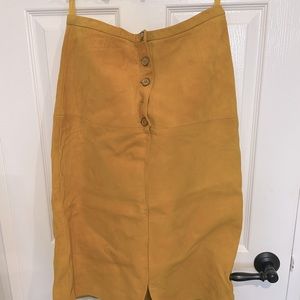 vintage golden yellow suede skirt